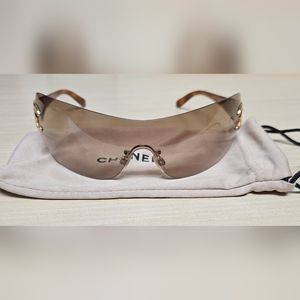 Chanel Large Rimless Brown Tortoise Sunglasses